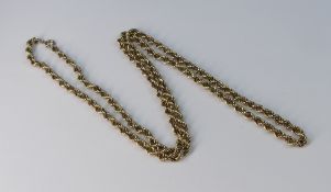 9ct gold 30 inch rope twist necklace, 14.5g.