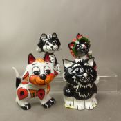 Group of four Lorna Bailey comical cat figures, Marvin, Dickie, Primrose and Modesty, height of