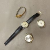 Four wristwatches/watch heads to include a ladies Oris gold plated Lunette on an expanding strap,