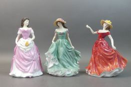Royal Doulton lady figurines to include Best Wishes HN3971, Lydia HN4211 and Lynne HN4155. (H:
