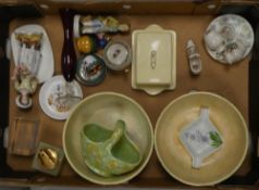 A mixed selection of ceramics to include:- Wade Flaxman Bowls, Anchor advertising lidded butter