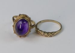 Two 9ct gold rings, each set with various gemstones, sizes N&R, 6.1g. (2)