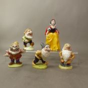 Beswick incomplete set of Disney Snow White with Doc, Bashful, Sneezy, Sleepy (5).