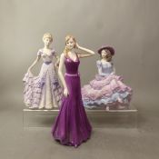 Three Coalport figurines, Grace, First Waltz and Covent Garden, height of tallest 23cm (3).