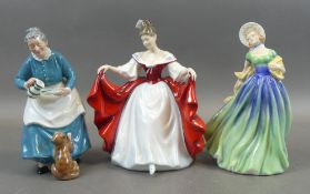 A group of three Royal Doulton Figures to include Jane HN 3260, Sara HN 2265 & The Favourite HN