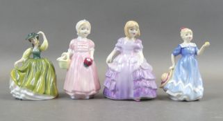 A group of Four figures to include three Royal Doulton Figures, Buttercup HN 3268, Sara HN 3219 &