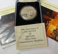 Royal Mint 50th Anniversary of the Battle of Britain silver proof commemorative medallion, struck in
