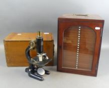Microscope Cased in a wooden box Mid 20th Century C Baker 9563 London together with a Mahogany