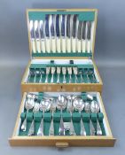 Smith & Seymour Sheffield stainless steel 63 piece cutlery set, housed in a wooden case, lined
