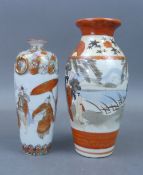 Two Early 20th Century Japanese Kutani vases, both decorated in typical colours, one decorated