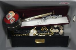 A selection of watches and costume jewellery, to include three ladies watches with gold coloured