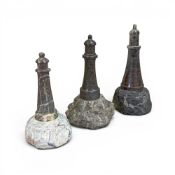 Cornish Serpentine stone lighthouse sculptures, larger lighthouse carved from Serpentine stone