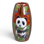 Anita Harris Panda Skittle vase H17cm. Gold signed.