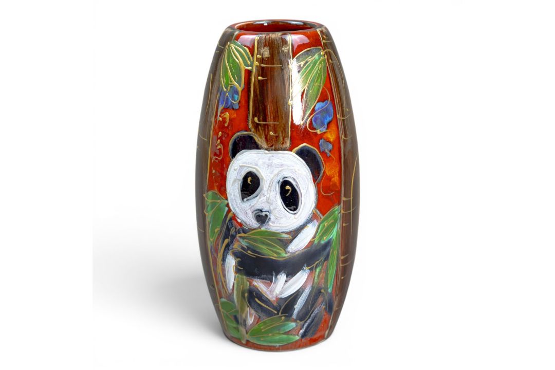 Anita Harris Panda Skittle vase H17cm. Gold signed. - Image 1 of 5