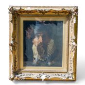 Oil on canvass portrait in the style of Diego Velázquez, depicting a 16th or 17th century