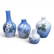 Royal Copenhagen porcelain vases, hand-painted with a blackberry branch pattern, model no.288/396
