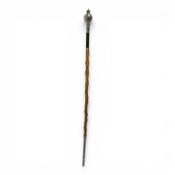 Drum Major's mace, a ceremonial staff, with polished chromed plated head and neck on a wooden shaft,