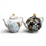 Two tea pots, to include a white ground tea pot with Butterflies, in the manner of Minton, and