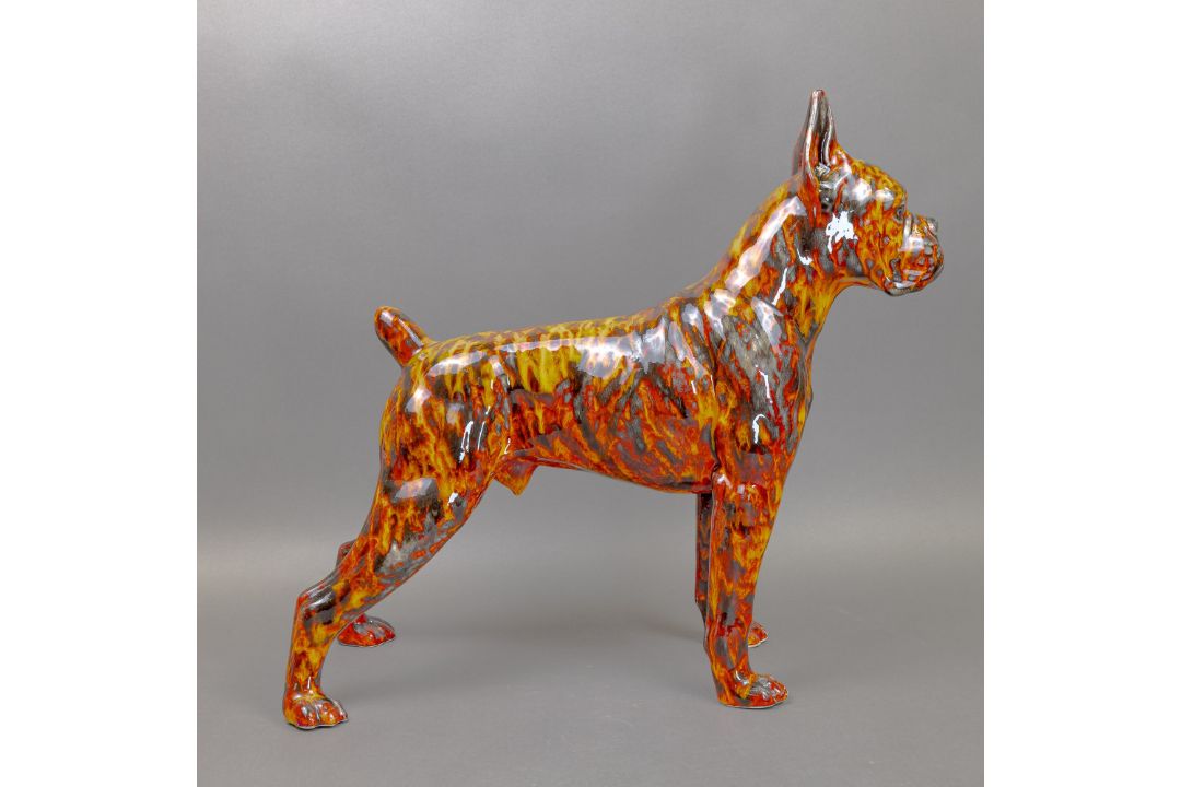 Anita Harris, huge impressive fireside model of an American Boxer Dog, H46.5cm x L49cm, Gold - Image 7 of 13