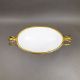 An oval porcelain serving bowl with cobalt exterior, with ornate gilt metal mounts, handle to handle - Image 5 of 8