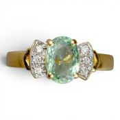 18ct gold Paraiba tourmaline & diamond ring, size N, 4.6g.
