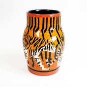 Dennis China Ware, a hand-decorated Tiger vase, designed by Sally Tuffin, no.31, 1998. (H: 23.5cm)