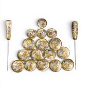 A group of 16 early 20th century Japanese Satsuma buttons, decorated in typical colours with a