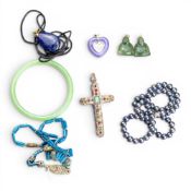 Nice unusual collection of jewellery including - a large gem set cross, a 14ct mounted pendant, a
