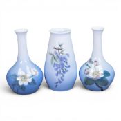 A pair of Bing & Grondahl porcelain Art Nouveau style vases, hand-painted with floral motifs, on