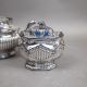 Late 19th/early 20th century ceramic chrome Lustre glaze tea pot, covered hexagonal, fluted sugar - Image 7 of 10
