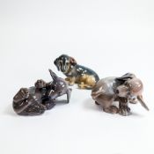 Royal Copenhagen Porcelain dogs to include:- Playful Dachshund Puppy on his back No: 103,