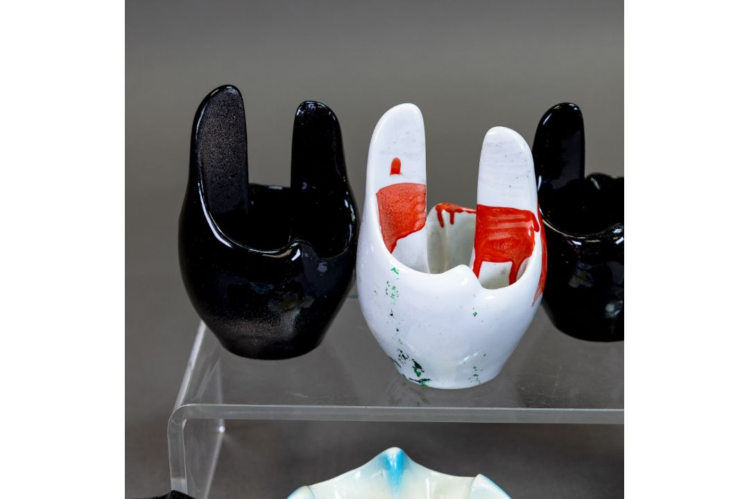 A collection of Wade prototype shaped dishes from The William Harper studios, each painted in - Image 2 of 9