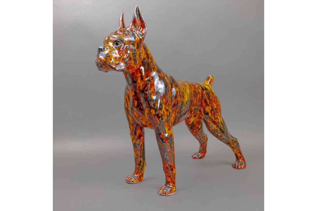 Anita Harris, huge impressive fireside model of an American Boxer Dog, H46.5cm x L49cm, Gold - Image 3 of 13