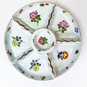 Herend Porcelain, no.439, circular hors d'oeuvres tray and six detachable matching dishes, decorated