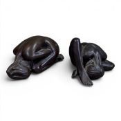 Deborah Scaldwell Moody (British 1960), A bronze sculpture of a kneeling nude woman, incised