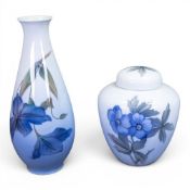 Royal Copenhagen porcelain Art Nouveau style ginger jar with cover, model no.863/1763, together with