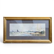 Thomas Sidney (1803-1902), framed watercolour of The Needles, Isle of Wight, depicting boats sailing