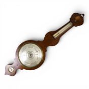 19th century mahogany barometer, onion top with silvered dial, h.108cm. Courier or collection only.