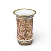 Early 19th century Derby porcelain spill vase, featuring pink ground decorated with intricate gilt