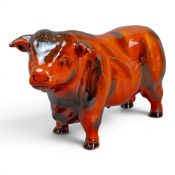 Anita Harris model of a Bull H14cm x L25cm. Gold signed.