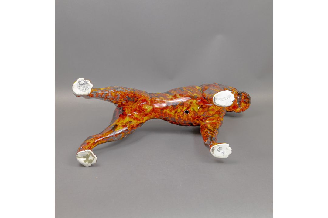 Anita Harris, huge impressive fireside model of an American Boxer Dog, H46.5cm x L49cm, Gold - Image 9 of 13