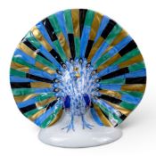A Herend Porcelain Peacock, approx height 11cm, factory marks to base.