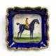 Royal Worcester square bowl depicting a race horse and jockey, by artist Harry Davis, cobalt blue - Image 1 of 8