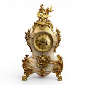 19th French marble & gilt bronze clock, h.46cm.
