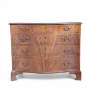 George III flamed mahogany serpentine four drawer chest of drawers on bracket feet, w.105 x d.54 x