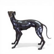Mid-century Bronze Greyhound/Whippet sculpture, depicting a graceful female dog with a beautiful