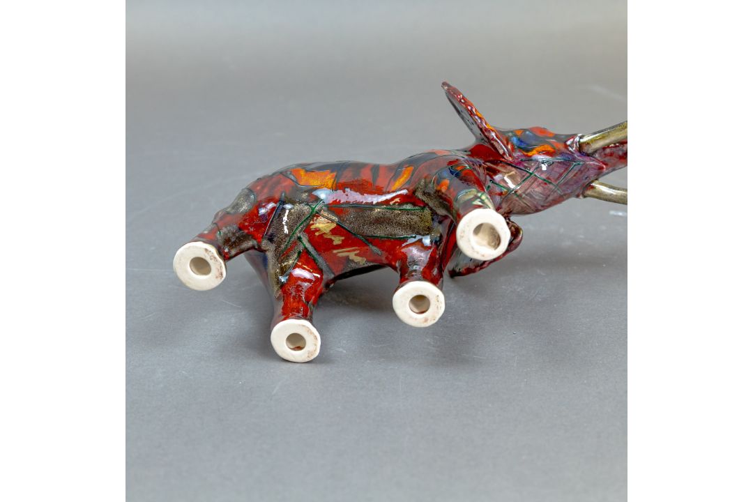 Anita Harris, stunning model of an Elephant with reactive glazes H13cm x L21cm. Gold signed. - Image 6 of 7