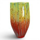 Anita Harris, large Brimstone Triangle vase, H24cm. Gold signed.