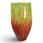 Anita Harris, large Brimstone Triangle vase, H24cm. Gold signed.