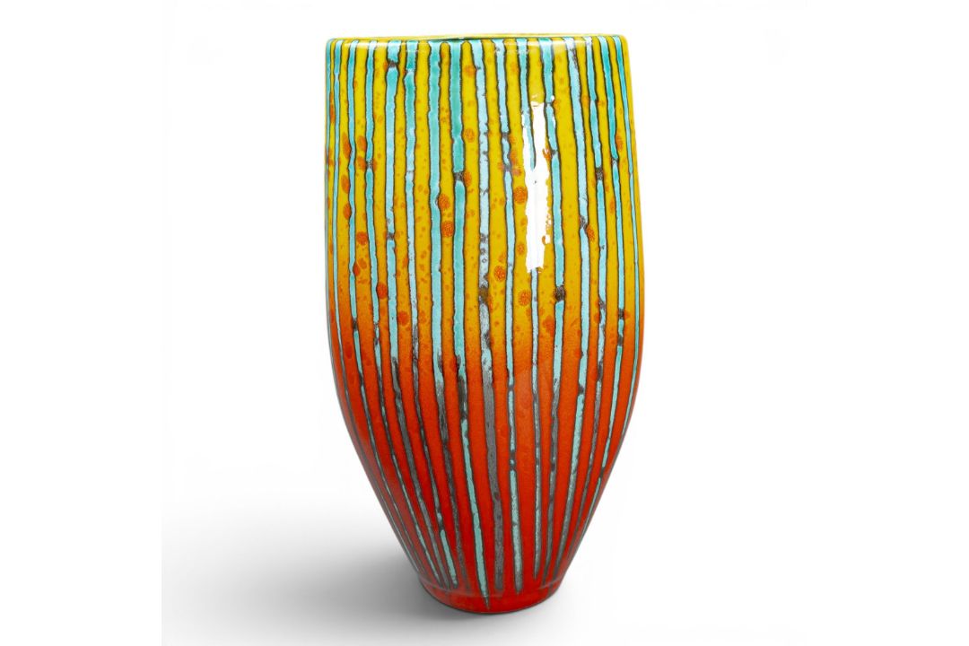 Anita Harris, large Brimstone Triangle vase, H24cm. Gold signed. - Image 1 of 6
